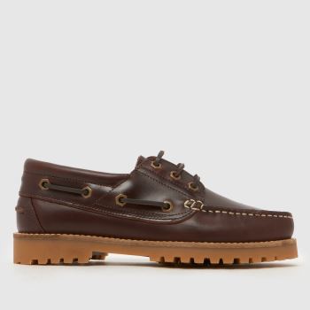 schuh Brown Lovington Leather Boat Womens Flats