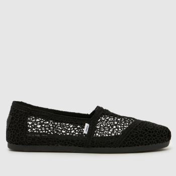 TOMS Black Alpargata Classic Crochet Womens Flats