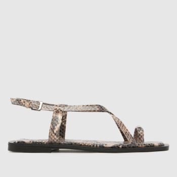 schuh Stone & Black Taran Metal Toeloop Womens Sandals