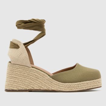 schuh Khaki Wide Fit Veronica Espadrille Womens High Heels