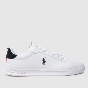 Polo Ralph Lauren White & Navy Heritage Court Mens Trainers