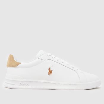 Polo Ralph Lauren White & Beige Heritage Court Mens Trainers
