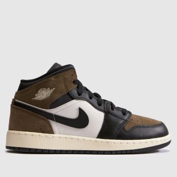 Nike Jordan Black & Brown Air 1 Mid Boys Youth