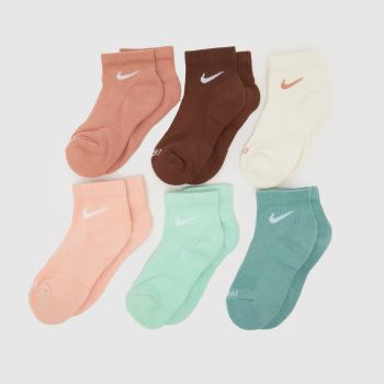 Nike Multi Kids Everyday Ankle Sock 6 PK Socks