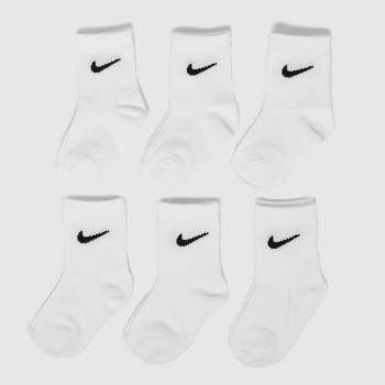 Nike White Kids Basic Crew Socks 6 Pack Socks