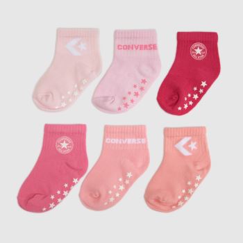 Converse Pink Multi Infant Grip Sock 6 Pack Socks