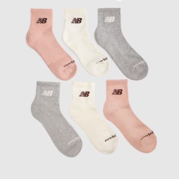 New Balance Pink Multi Ankle Socks 6 Pack Socks