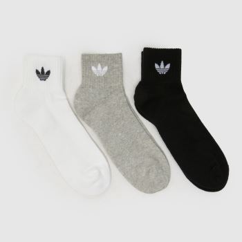 adidas White & Black Originals Mid Crew Sock 3 Pk Socks