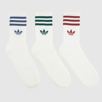 adidas White Multi Stripe Crew Socks 3PK Socks