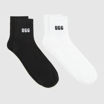 UGG White & Black Quinlin Quarter Socks 2PK Socks