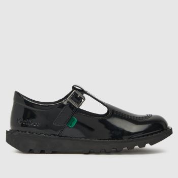 Kickers Black Kick T-Bar Patent Girls Youth