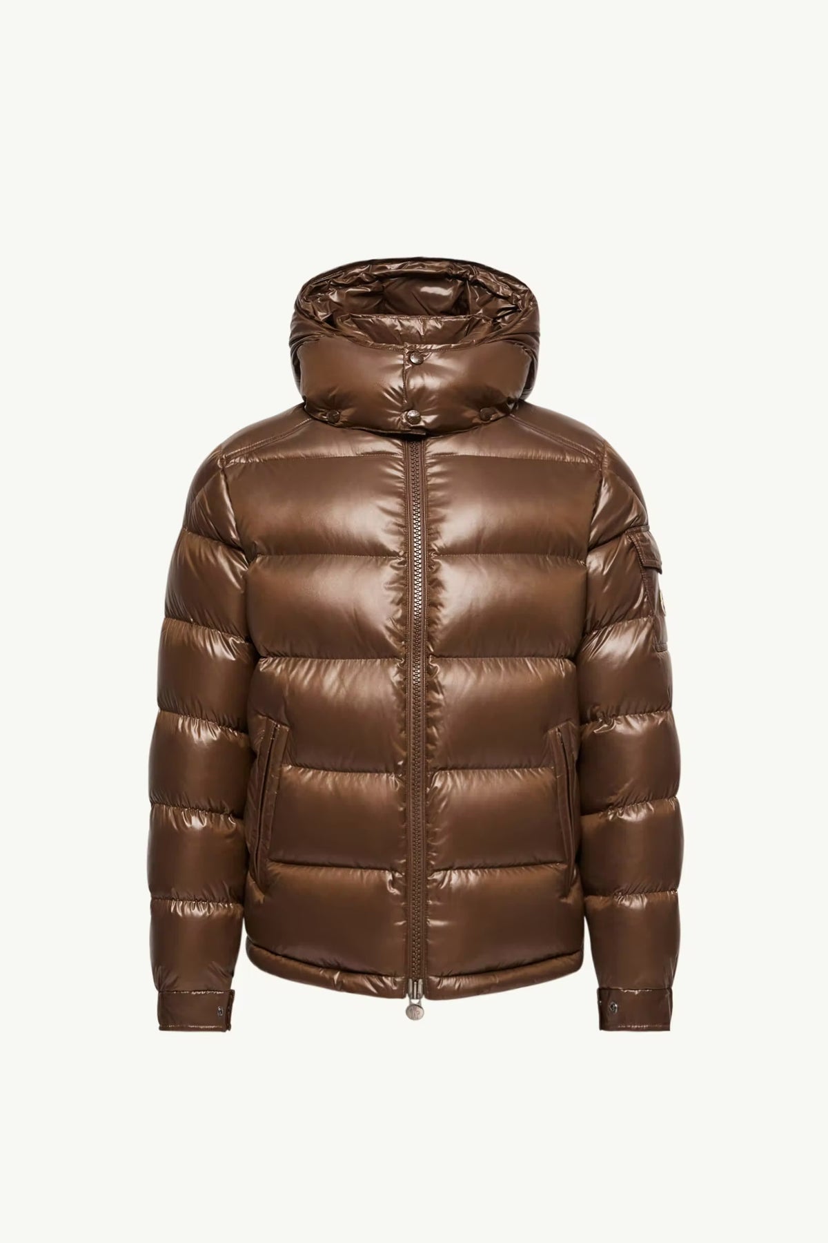 Moncler Maya Hooded Short Down Jacket – Brown
