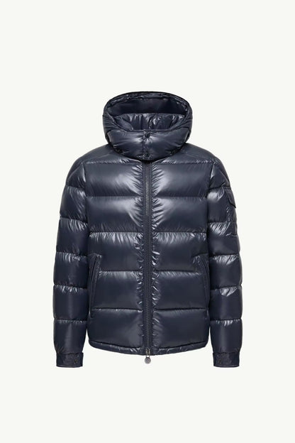 Moncler Maya Hooded Short Down Jacket – Navy Blue