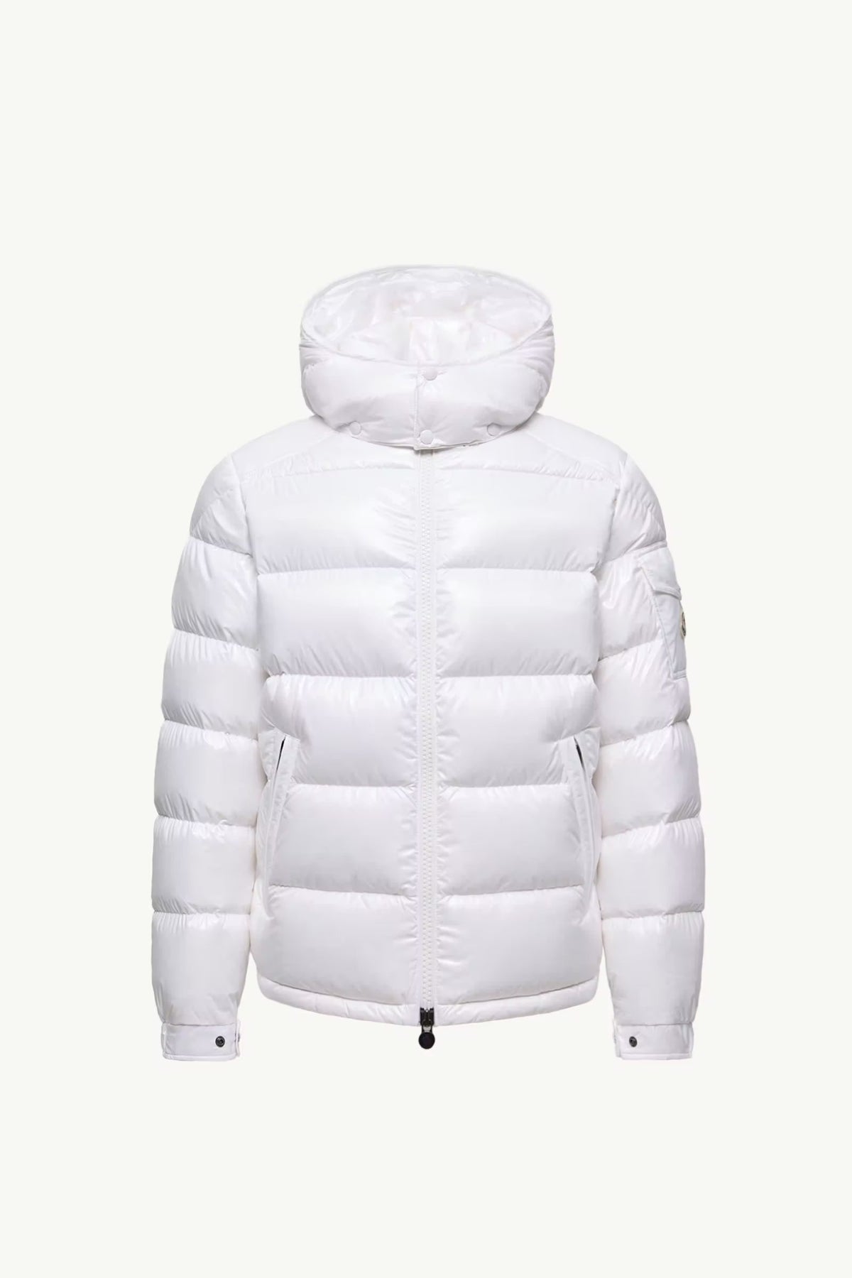 Moncler Maya Hooded Short Down Jacket – White