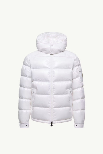 Moncler Maya Hooded Short Down Jacket – White